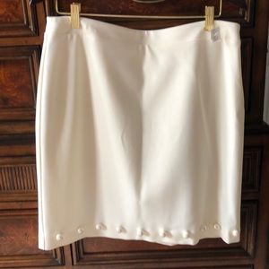Winter white skirt with pearl trim.